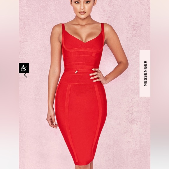 House of CB Dresses & Skirts - House of CB London Belice Tie Waist Bandage Dress in Red Size Small